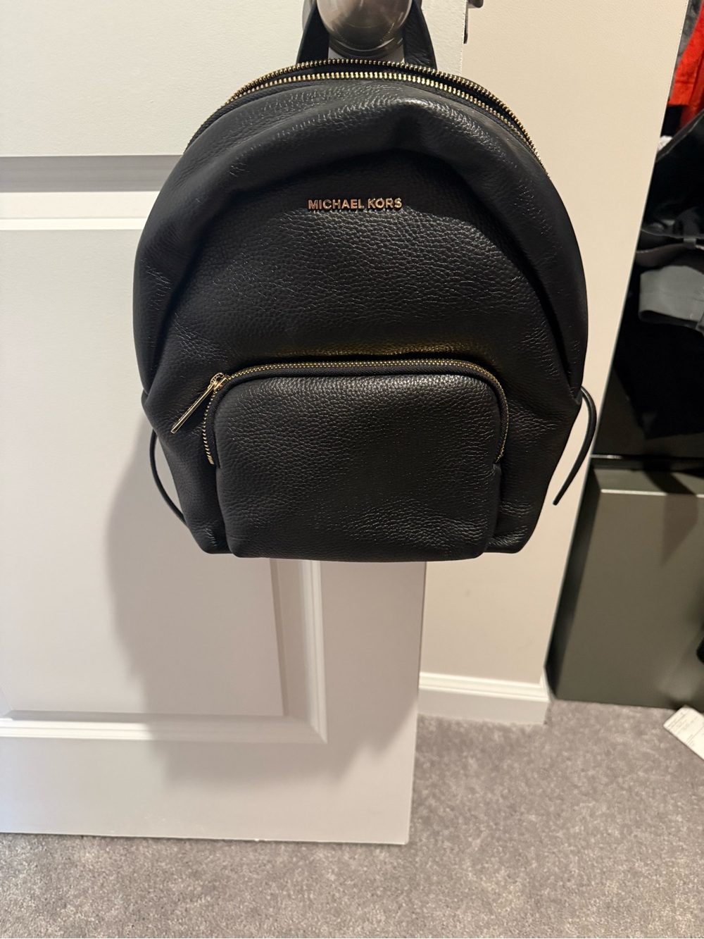 Michael Kors Black Pebbled Leather Mini Backpack with Gold Hardware